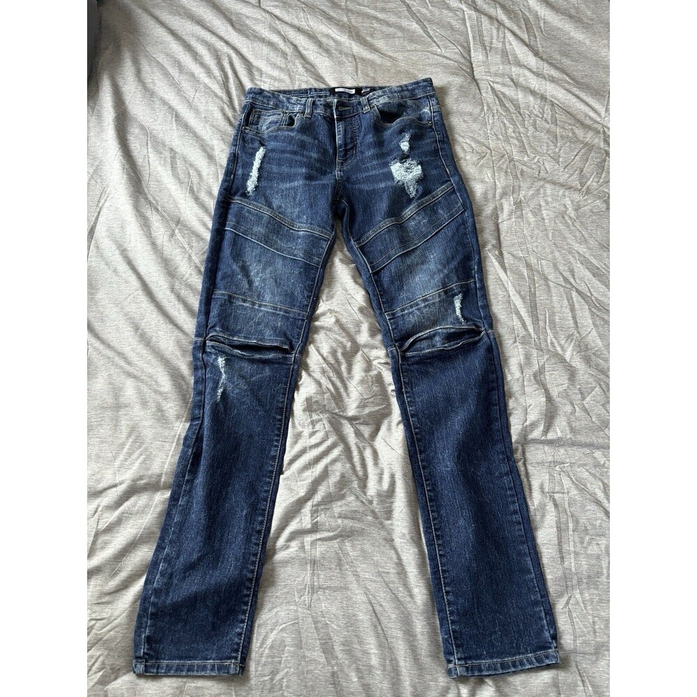 WT02 Jeans Men's 32x32 Blue Skinny Ripped Distressed Stretch Denim Pants